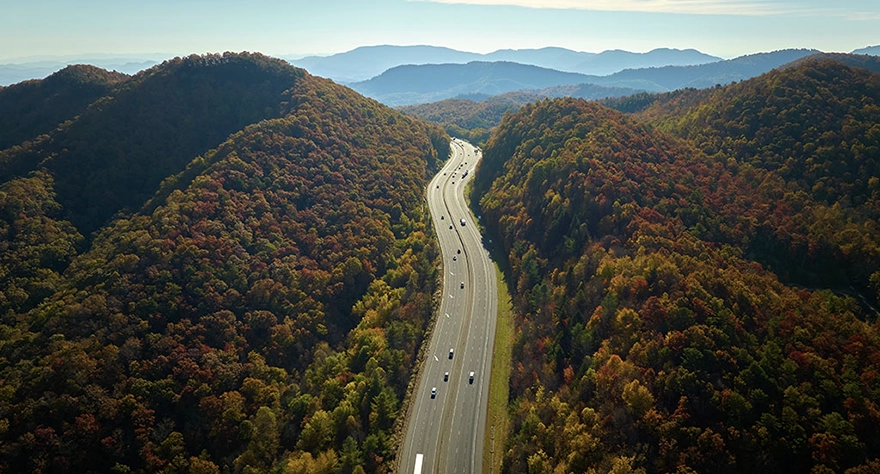 Road running through the Appalachian Mountains